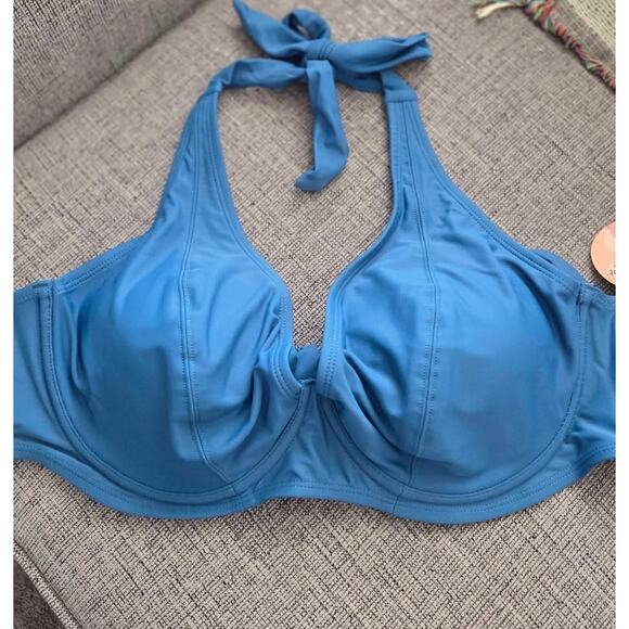 Shapermint Full Coverage Halter Bikini Top – Blu/ XL, Supportive Swimwear - Picture 1 of 3